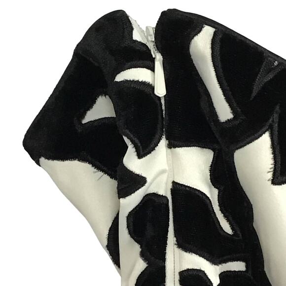 WHBM White House Black Market Strapless Satin Velvet Black White Mini Dress sz 0 - Picture 10 of 14